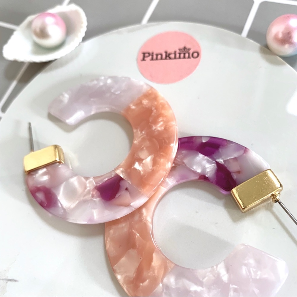 'C' Shape Acrylic Earrings - Picture 3 of 5